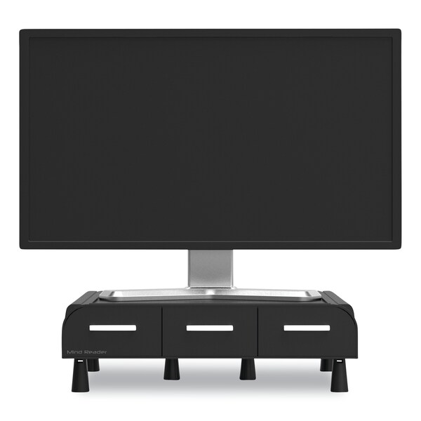 Mind Reader Perch Plastic Monitor Stand/Desk Org, 13.46 x 12.87 x 2.72, Blk/Silver MONSTA3D-BLK